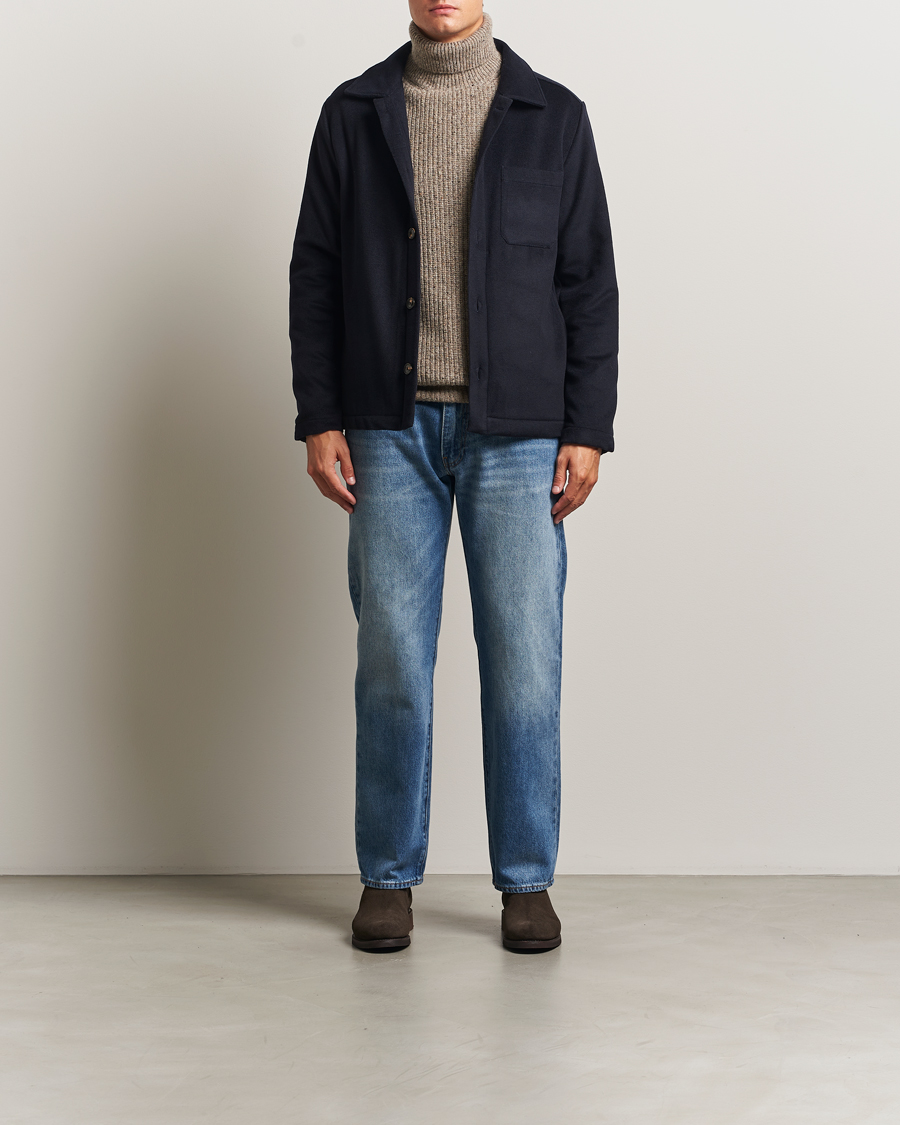 Hombres | Abrigos y chaquetas | Oscar Jacobson | Maddan Wool/Cashmere Shirt Jacket Navy