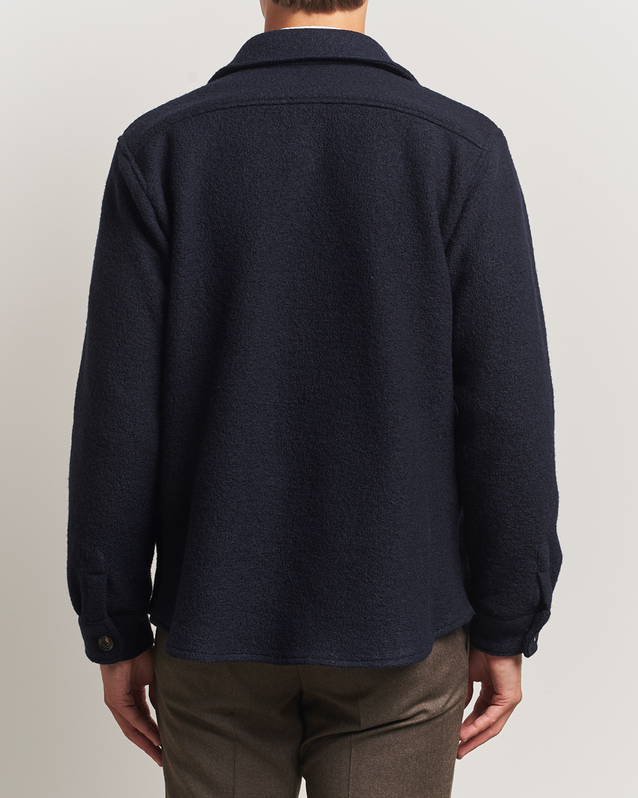 Hombres | Abrigos y chaquetas | Oscar Jacobson | Maverick Boiled Wool Shirt Jacket Navy