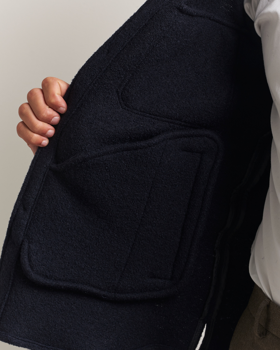 Hombres | Abrigos y chaquetas | Oscar Jacobson | Maverick Boiled Wool Shirt Jacket Navy