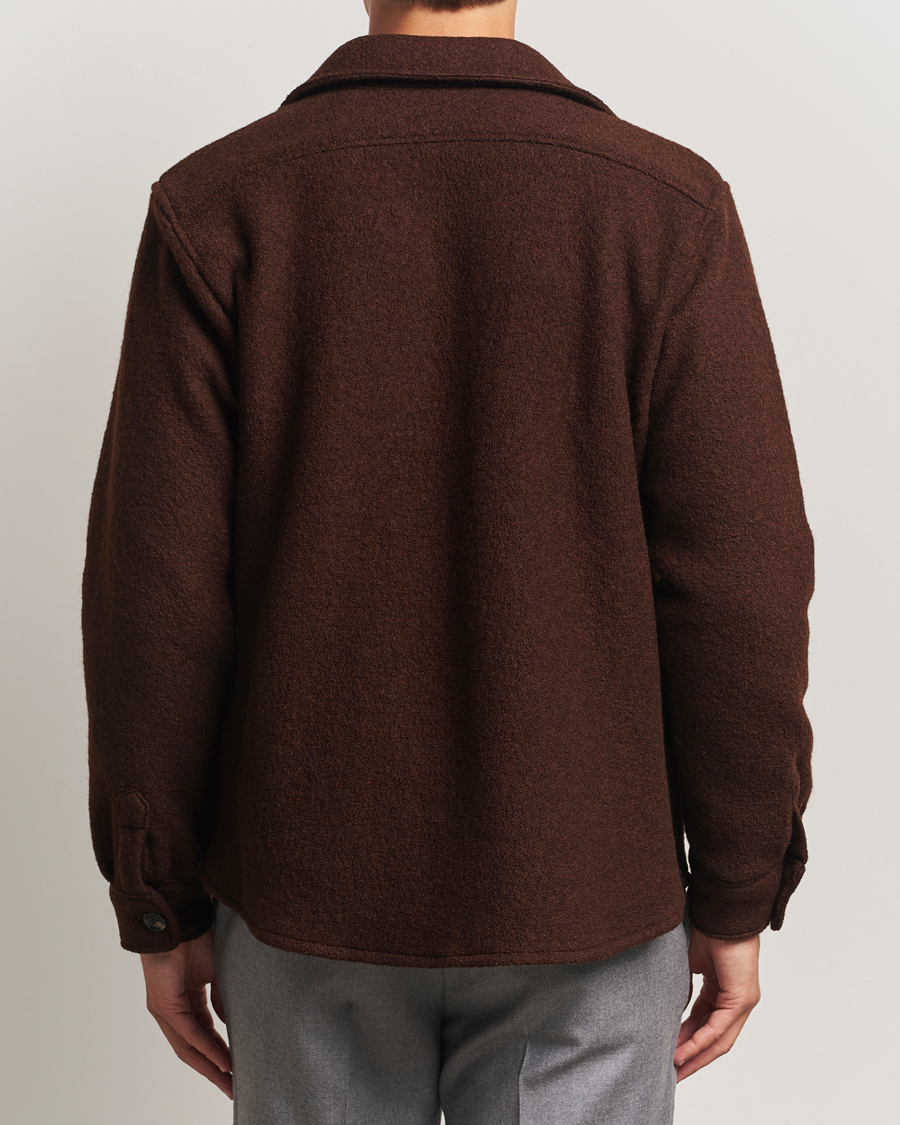 Hombres | Abrigos y chaquetas | Oscar Jacobson | Maverick Boiled Wool Shirt Jacket Brown