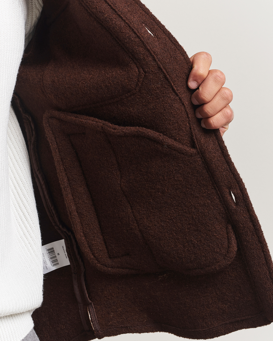 Hombres | Abrigos y chaquetas | Oscar Jacobson | Maverick Boiled Wool Shirt Jacket Brown