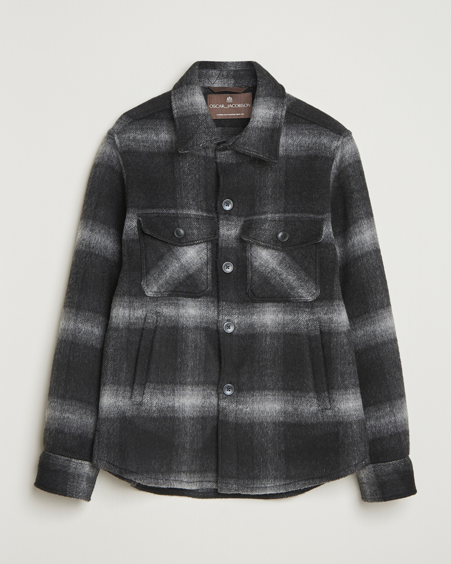 Hombres | Abrigos y chaquetas | Oscar Jacobson | Maverick Checked Wool Shirt Jacket Grey