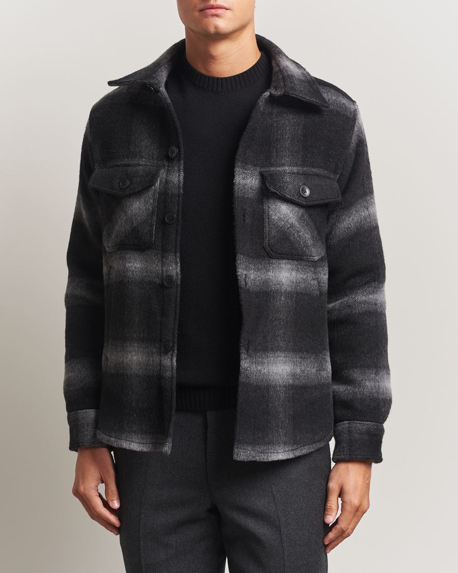 Hombres | Abrigos y chaquetas | Oscar Jacobson | Maverick Checked Wool Shirt Jacket Grey