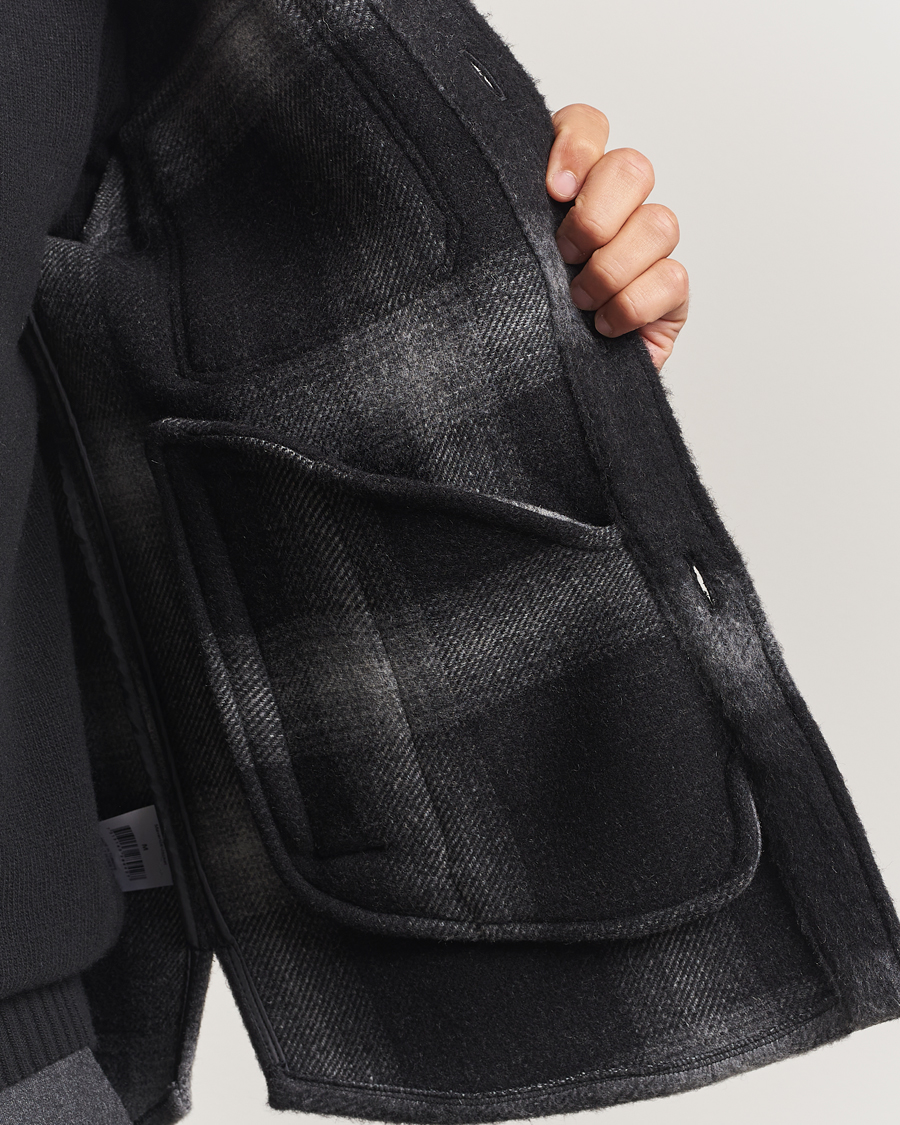 Hombres | Abrigos y chaquetas | Oscar Jacobson | Maverick Checked Wool Shirt Jacket Grey