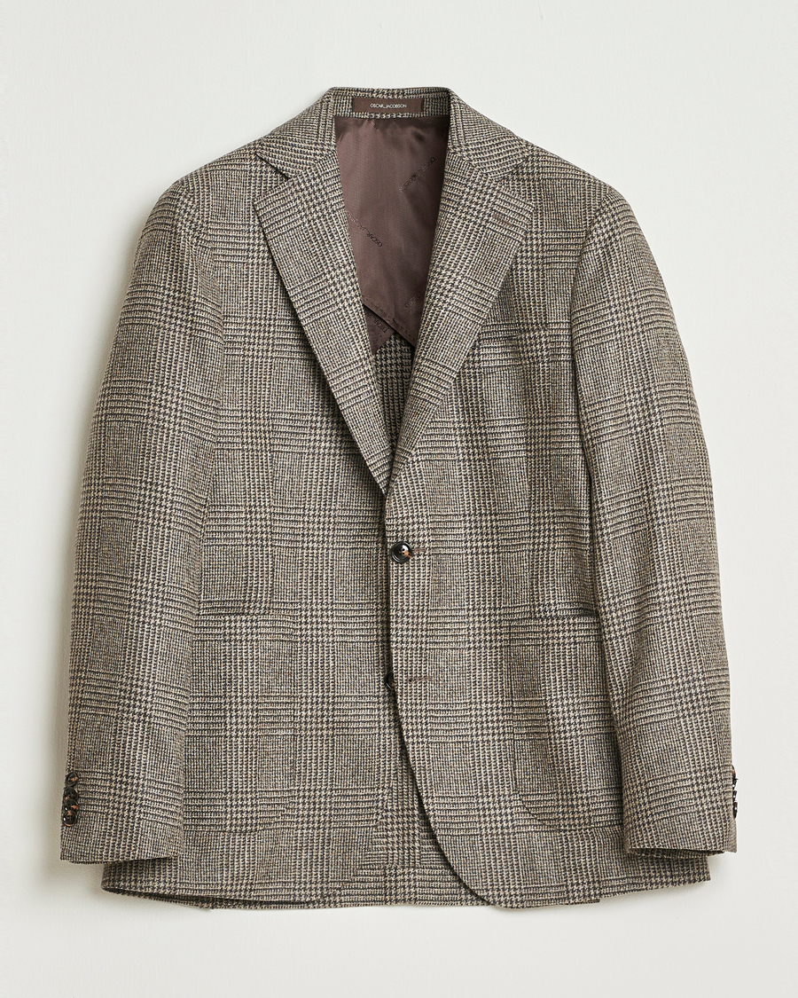 Hombres | Blazers | Oscar Jacobson | Ferry Patch Pocket Wool Check Blazer Brown