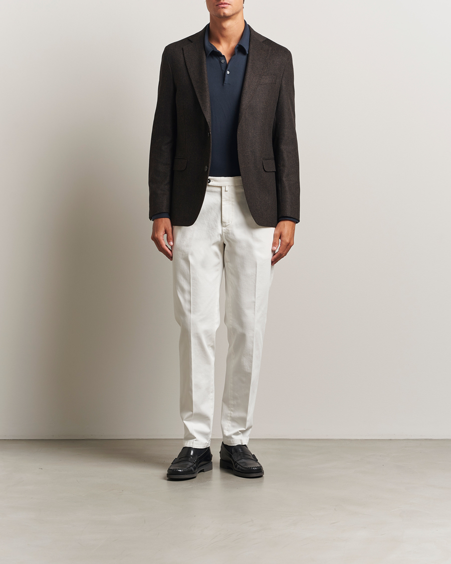 Hombres | Blazers | Oscar Jacobson | Fogerty Herringbone Tweed Blazer Brown