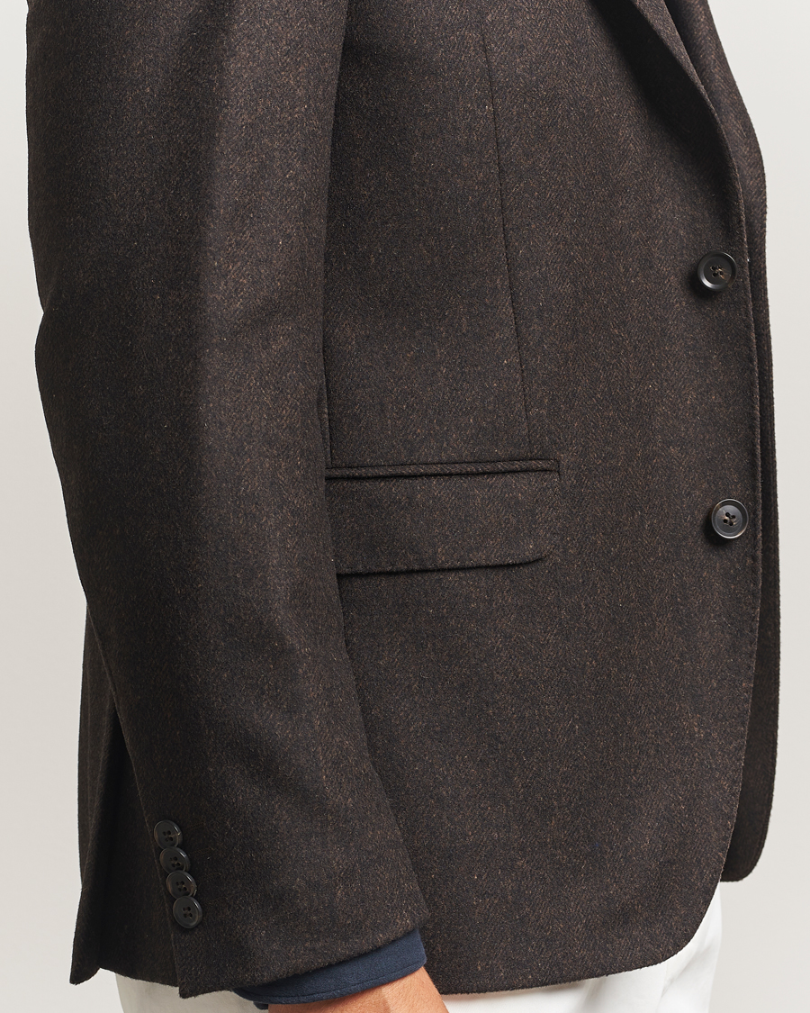 Hombres | Blazers | Oscar Jacobson | Fogerty Herringbone Tweed Blazer Brown