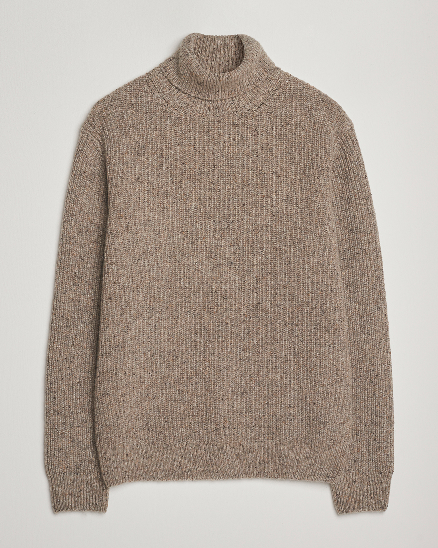 Hombres | Jerséis y prendas de punto | Oscar Jacobson | Mika Heavy Merino Rollneck Beige