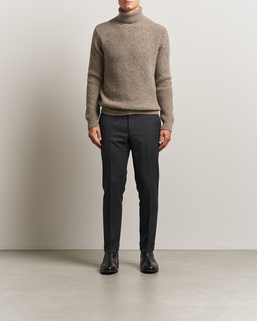 Hombres | Jerséis y prendas de punto | Oscar Jacobson | Mika Heavy Merino Rollneck Beige
