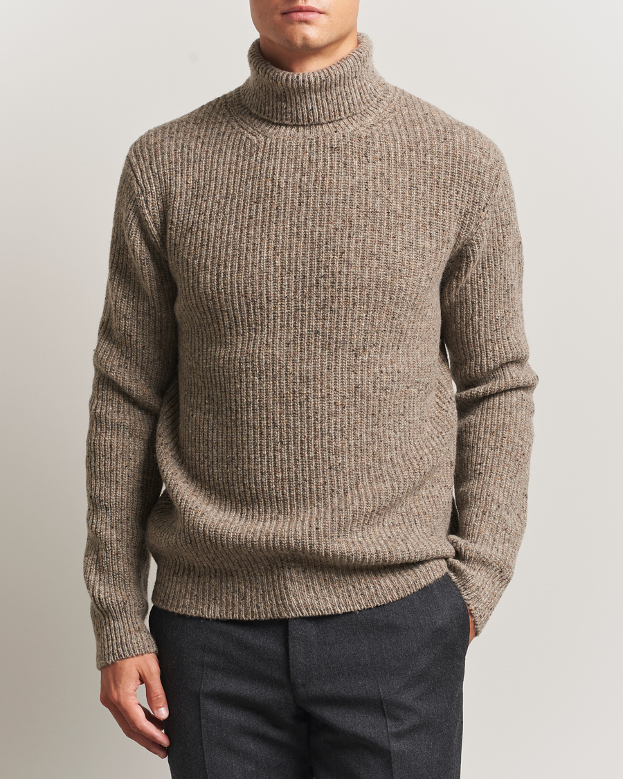 Hombres | Jerséis y prendas de punto | Oscar Jacobson | Mika Heavy Merino Rollneck Beige