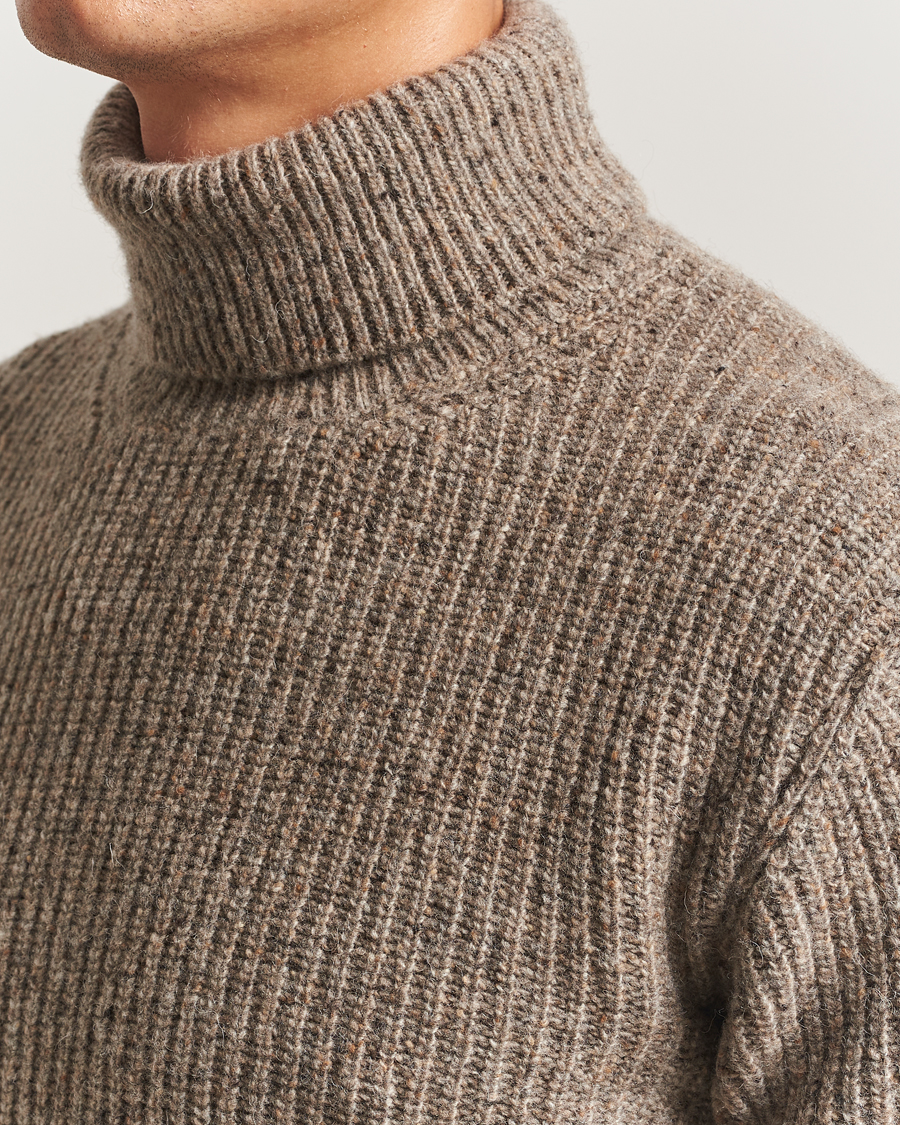 Hombres | Jerséis y prendas de punto | Oscar Jacobson | Mika Heavy Merino Rollneck Beige