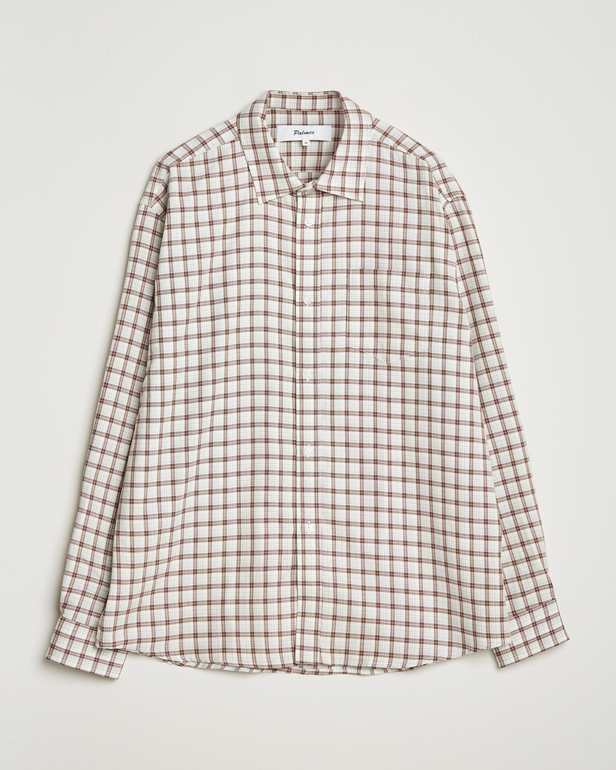 Hombres | Camisas | Palmes | Cotton/Merino Shirt White/Brown