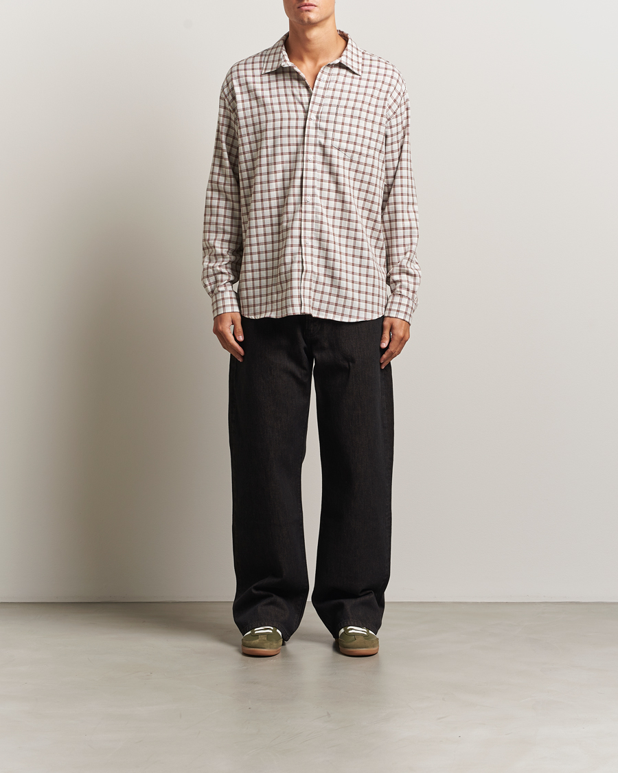 Hombres | Camisas | Palmes | Cotton/Merino Shirt White/Brown