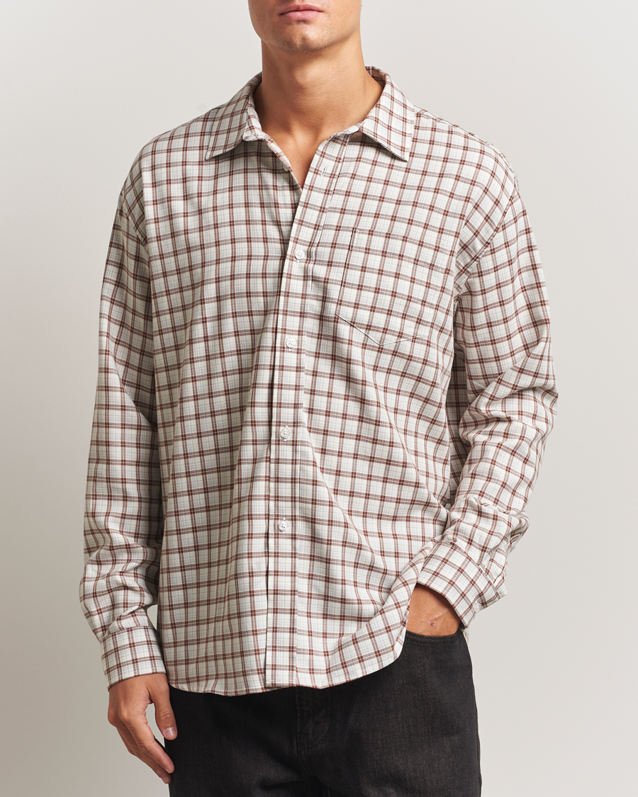 Hombres | Camisas | Palmes | Cotton/Merino Shirt White/Brown