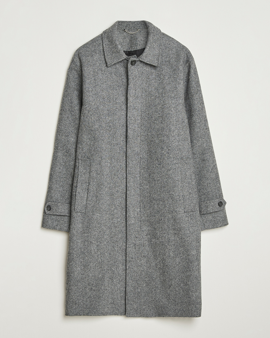 Hombres | Abrigos y chaquetas | Palmes | Herringbone Wool Coat Charcoal