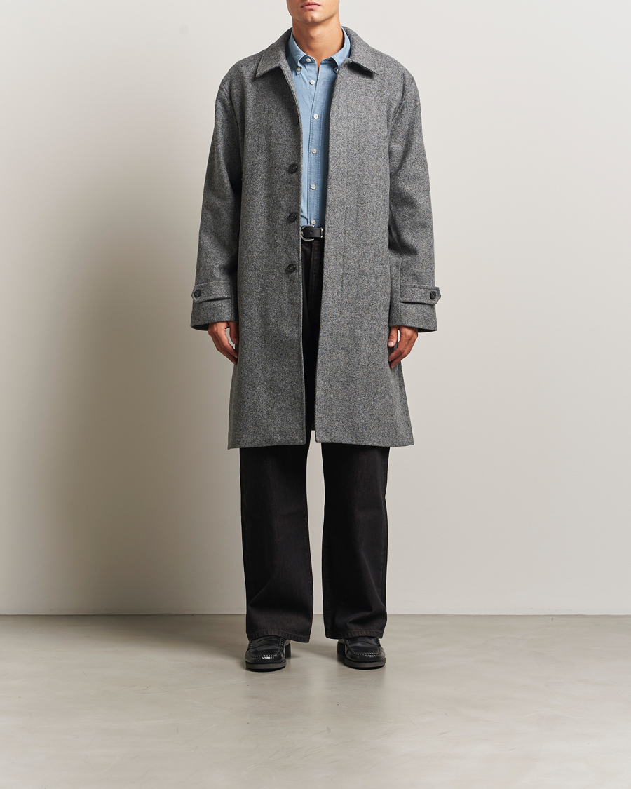 Hombres | Abrigos y chaquetas | Palmes | Herringbone Wool Coat Charcoal