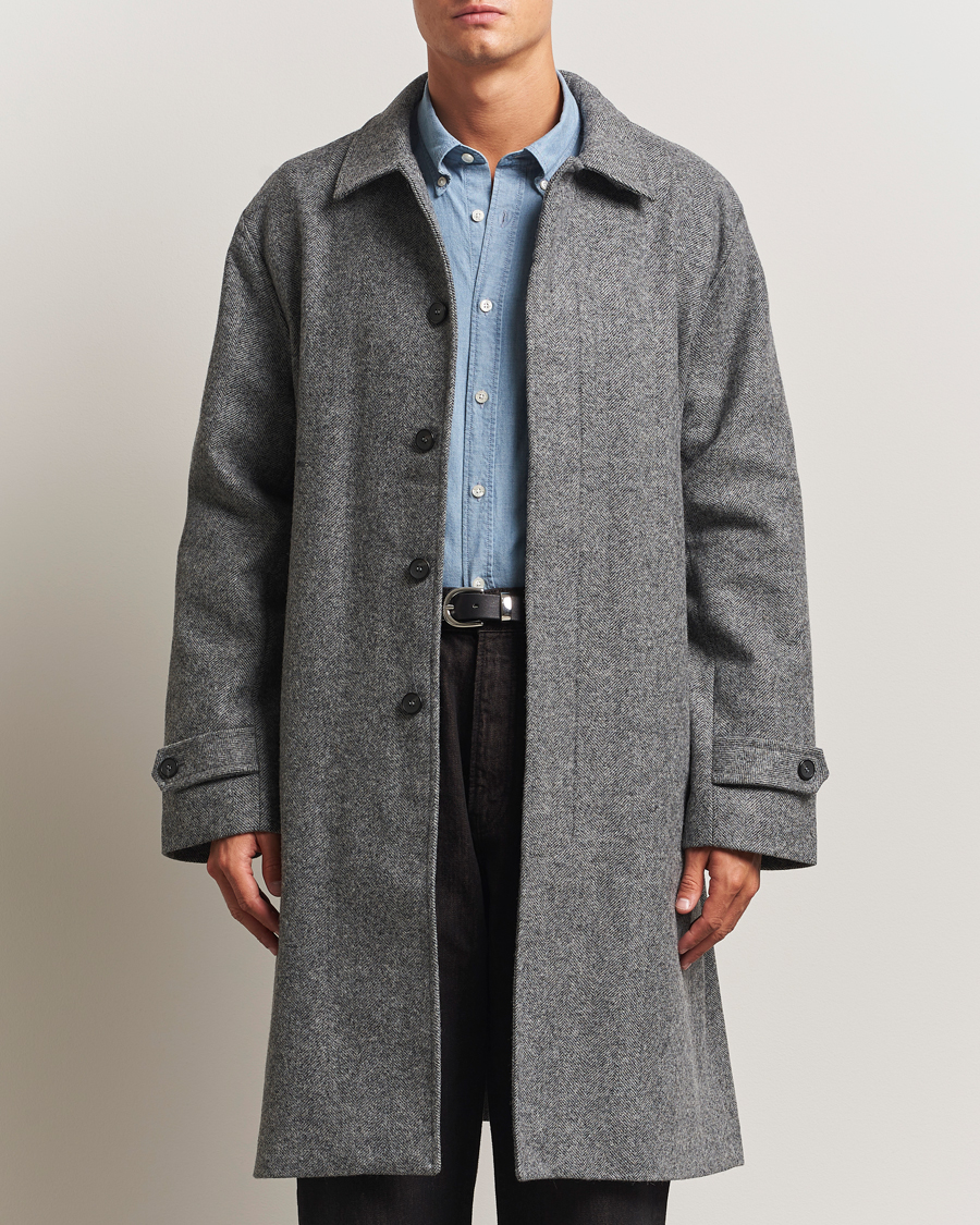 Hombres | Abrigos y chaquetas | Palmes | Herringbone Wool Coat Charcoal