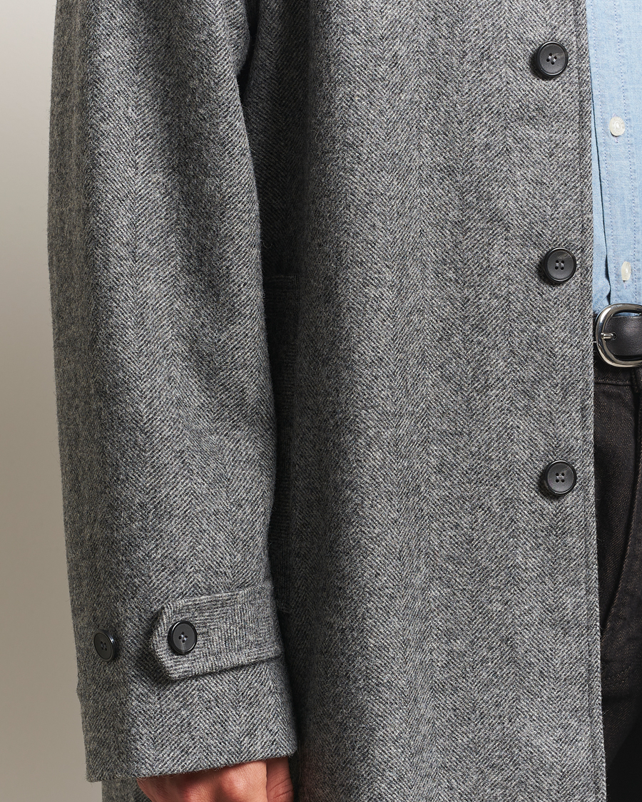 Hombres | Abrigos y chaquetas | Palmes | Herringbone Wool Coat Charcoal