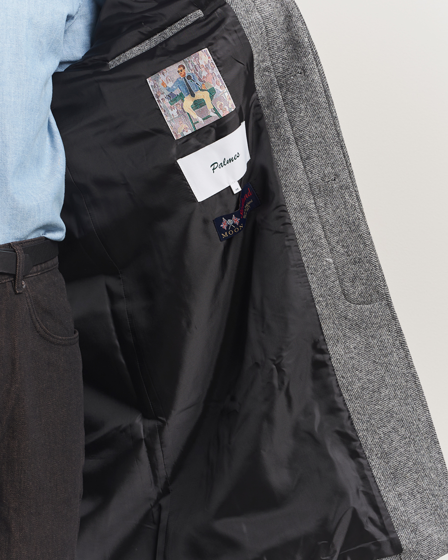 Hombres | Abrigos y chaquetas | Palmes | Herringbone Wool Coat Charcoal