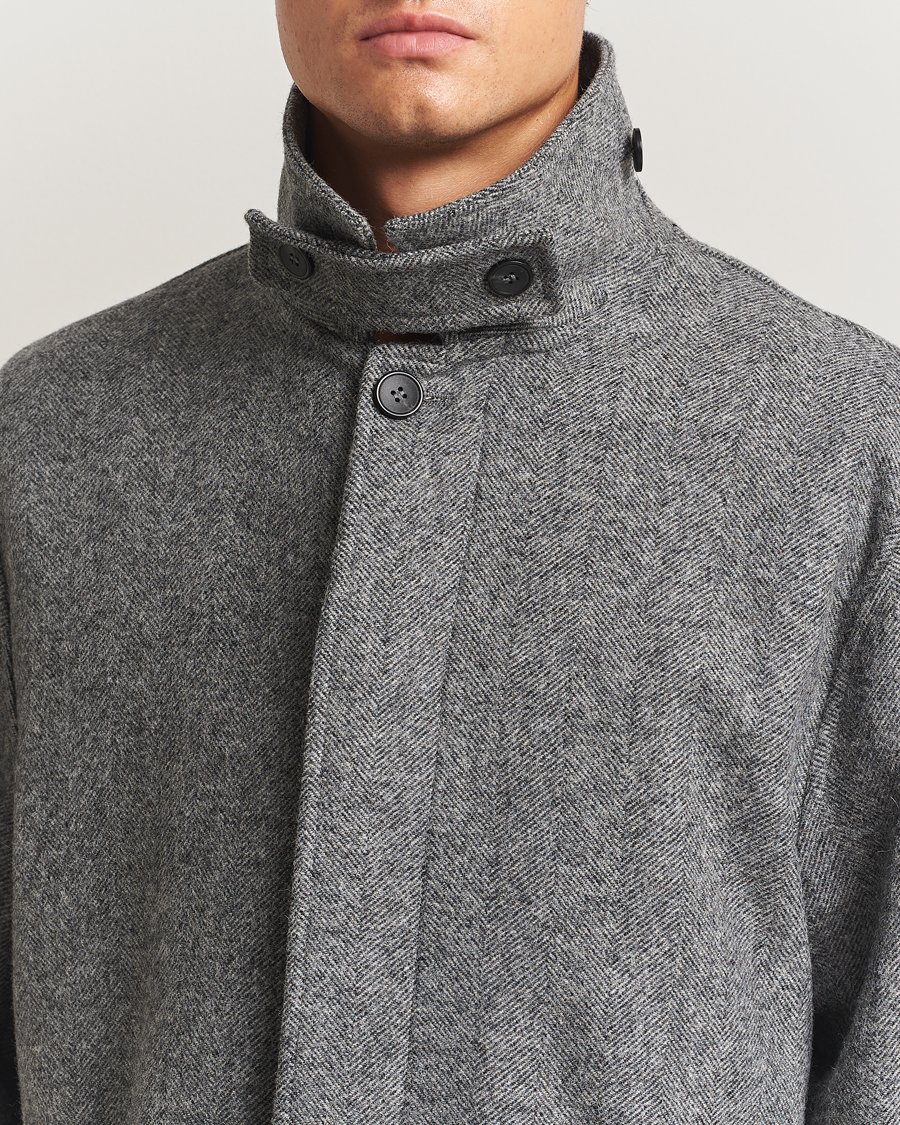 Hombres | Abrigos y chaquetas | Palmes | Herringbone Wool Coat Charcoal