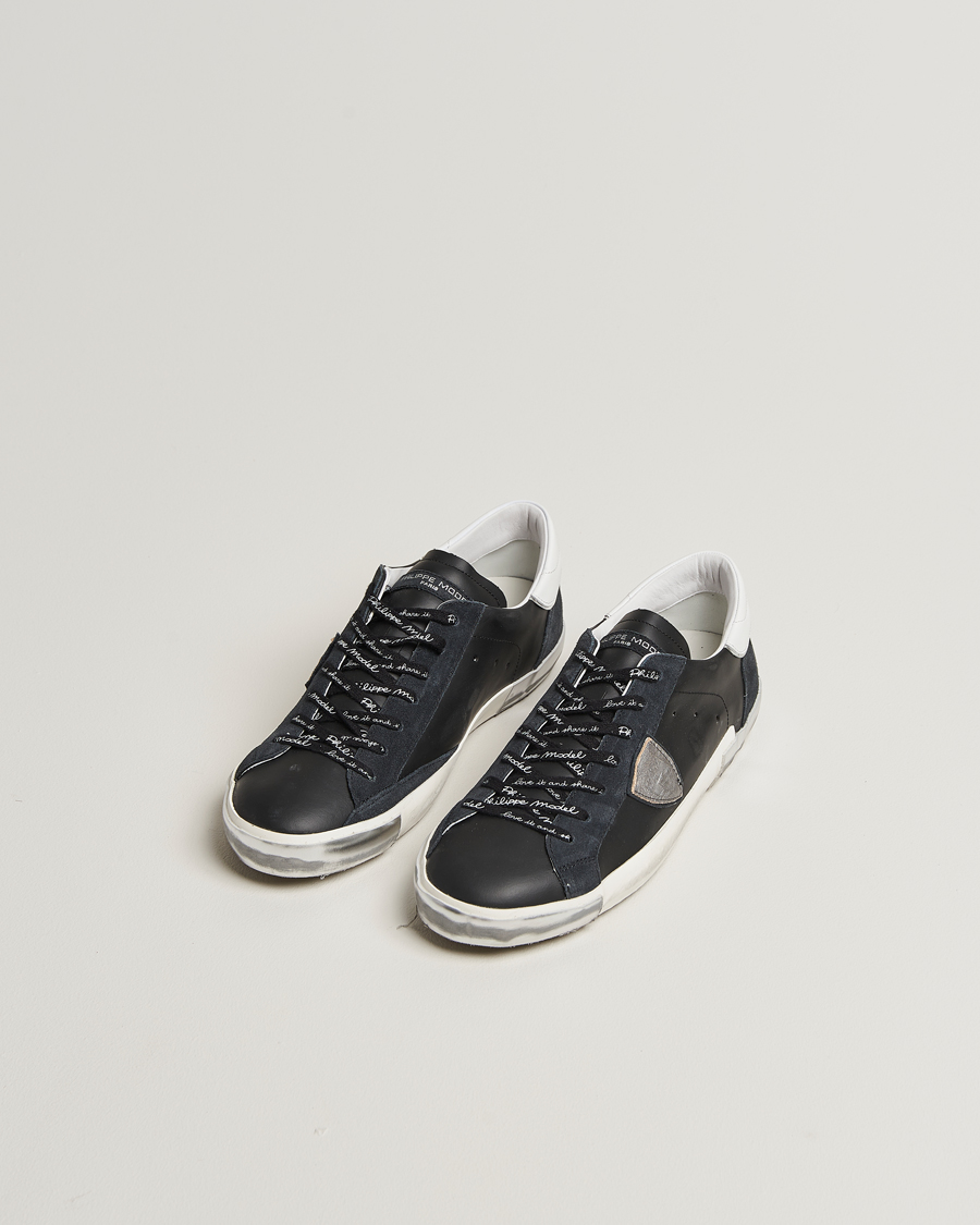 Hombres | Zapatillas | Philippe Model | Prsx Low Top Leather Sneakers Black/Silver