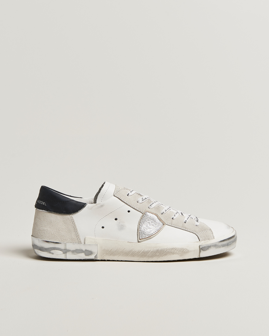 Hombres | Zapatillas | Philippe Model | Prsx Low Top Leather Sneakers White/Silver
