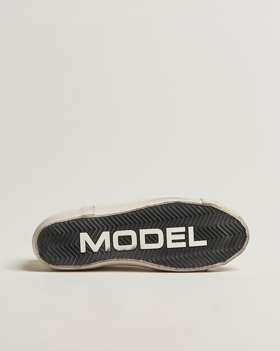 Hombres | Philippe Model Prsx Low Top Vintage Mix Leather Sneakers White/Military | Philippe Model | Prsx Low Top Vintage Mix Leather Sneakers White/Military