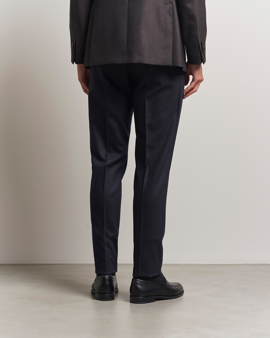 Hombres | Pantalones | PT01 | Slim Fit Pleated Wool/Cashmere Trousers Navy