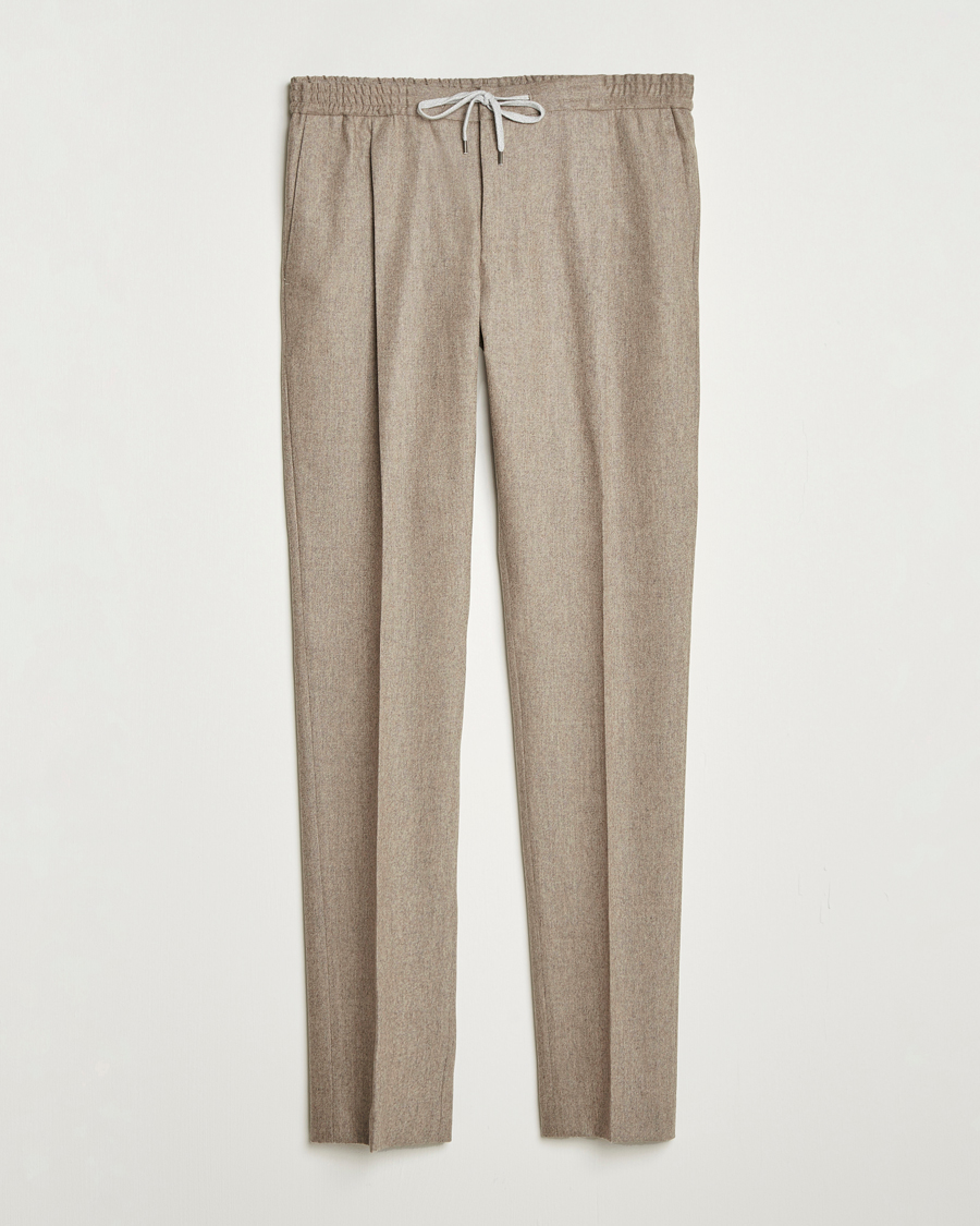 Hombres | Pantalones | PT01 | Slim Fit Wool/Cashmere Drawstring Trousers Beige