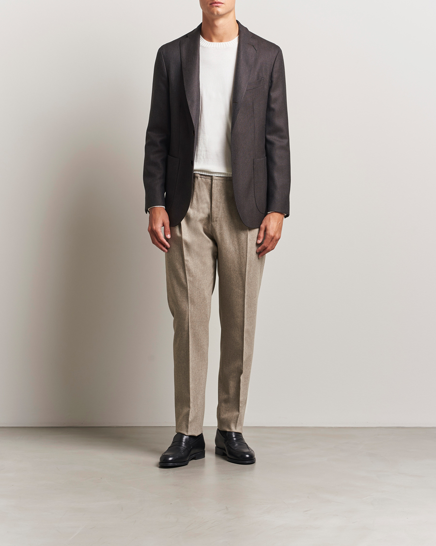 Hombres | Pantalones | PT01 | Slim Fit Wool/Cashmere Drawstring Trousers Beige