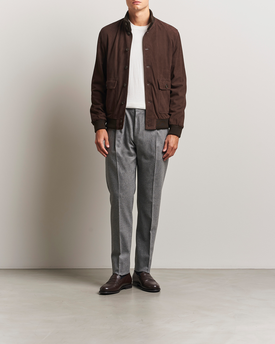 Hombres | Pantalones | PT01 | Slim Fit Wool/Cashmere Drawstring Trousers Grey Melange