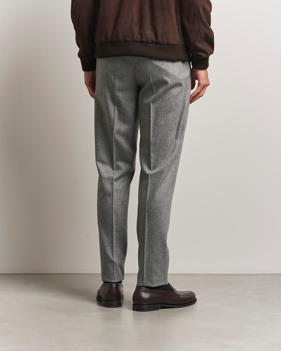 Hombres | Pantalones | PT01 | Slim Fit Wool/Cashmere Drawstring Trousers Grey Melange
