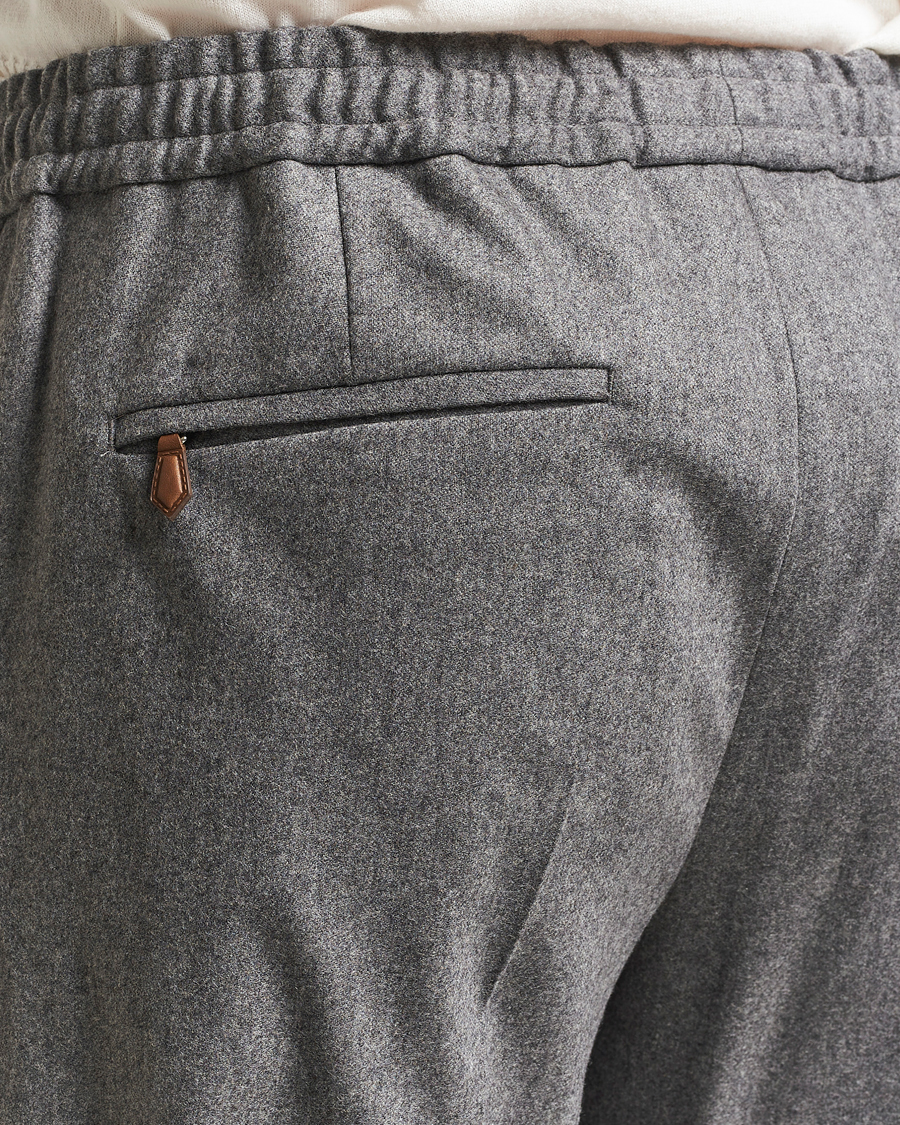 Hombres | Pantalones | PT01 | Slim Fit Wool/Cashmere Drawstring Trousers Grey Melange