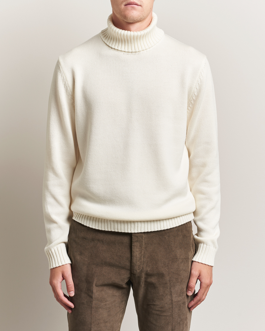 Hombres | Jerséis y prendas de punto | Zanone | Virgin Merino Wool Rollneck Latte