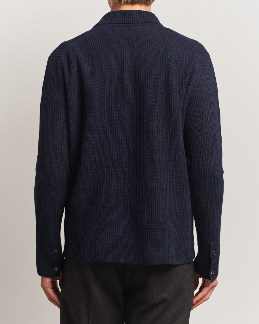 Hombres | Jerséis y prendas de punto | Zanone | Rib Wool Cardigan Jacket Navy