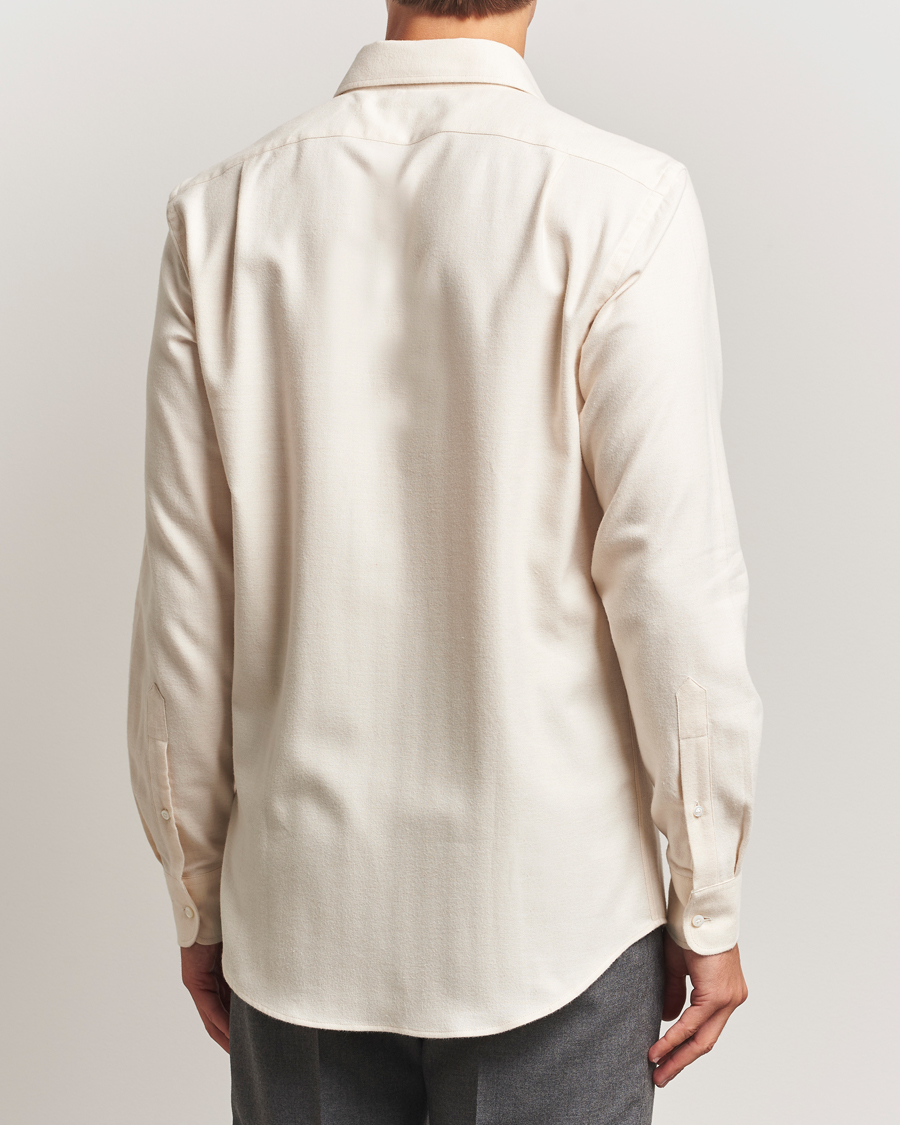 Hombres | Camisas | Ralph Lauren Purple Label | Cotton Flannel Shirt Cream Melange