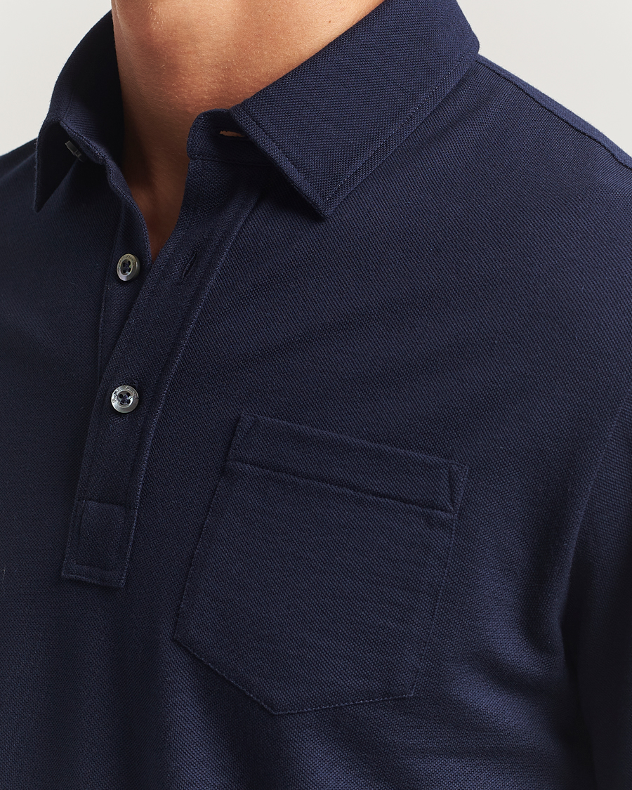 Hombres | Polos | Ralph Lauren Purple Label | Long Sleeve Polo Shirt Navy