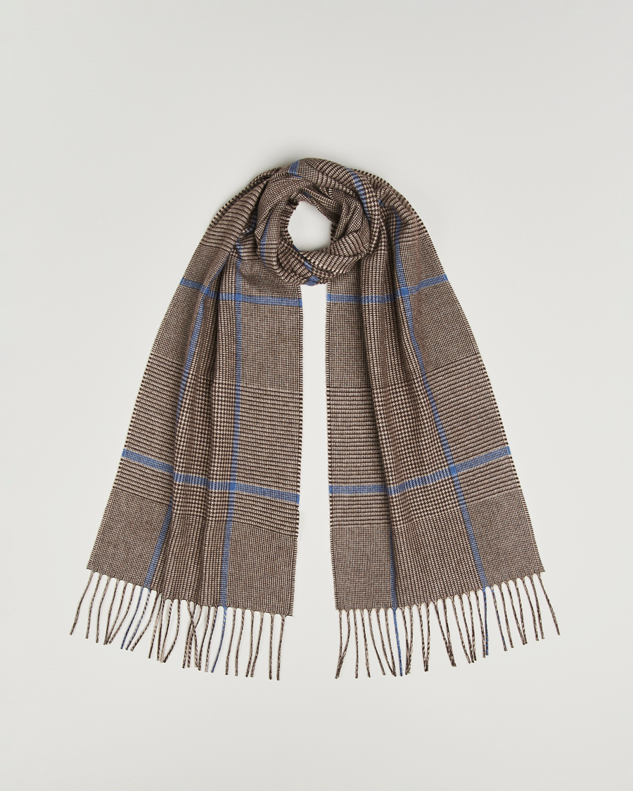 Hombres | Piacenza Cashmere Cashmere/Silk Overcheck Scarf Brown | Piacenza Cashmere | Cashmere/Silk Overcheck Scarf Brown