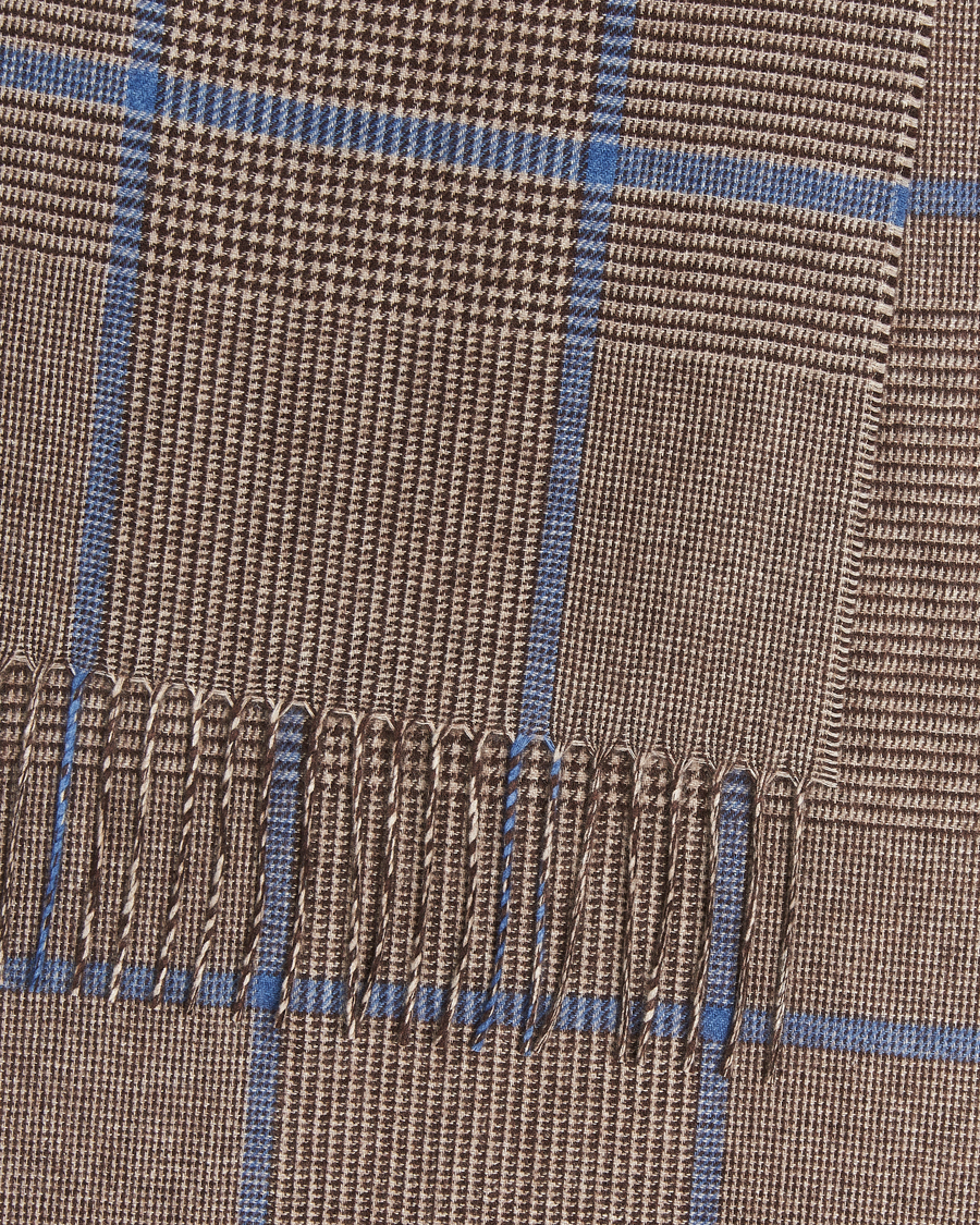 Hombres | Piacenza Cashmere Cashmere/Silk Overcheck Scarf Brown | Piacenza Cashmere | Cashmere/Silk Overcheck Scarf Brown