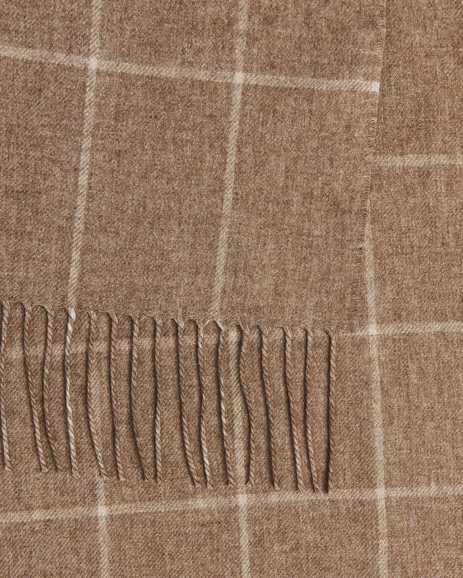 Hombres | Piacenza Cashmere Cashmere/Silk Window Pane Scarf Beige | Piacenza Cashmere | Cashmere/Silk Window Pane Scarf Beige