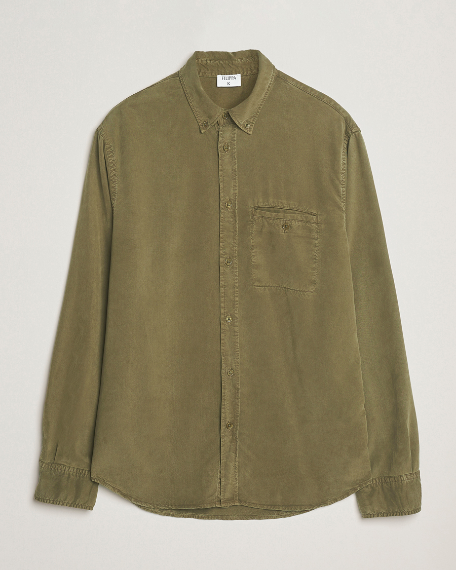 Hombres | Camisas | Filippa K | Zachary Lyocell Shirt Dark Olive