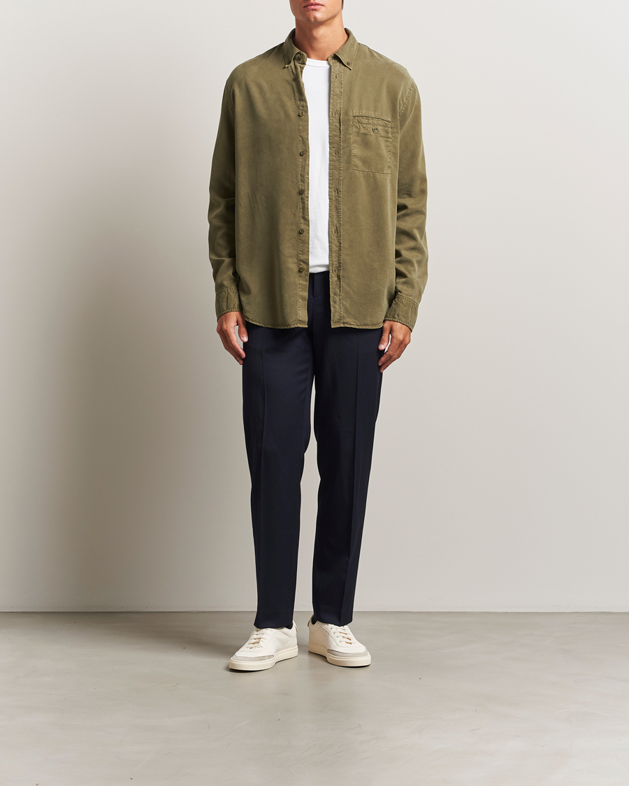 Hombres | Camisas | Filippa K | Zachary Lyocell Shirt Dark Olive