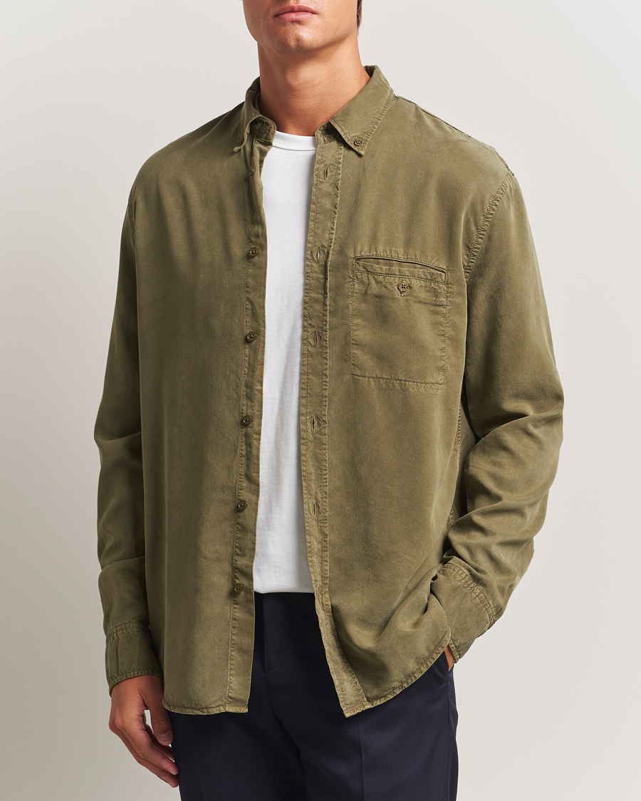 Hombres | Camisas | Filippa K | Zachary Lyocell Shirt Dark Olive