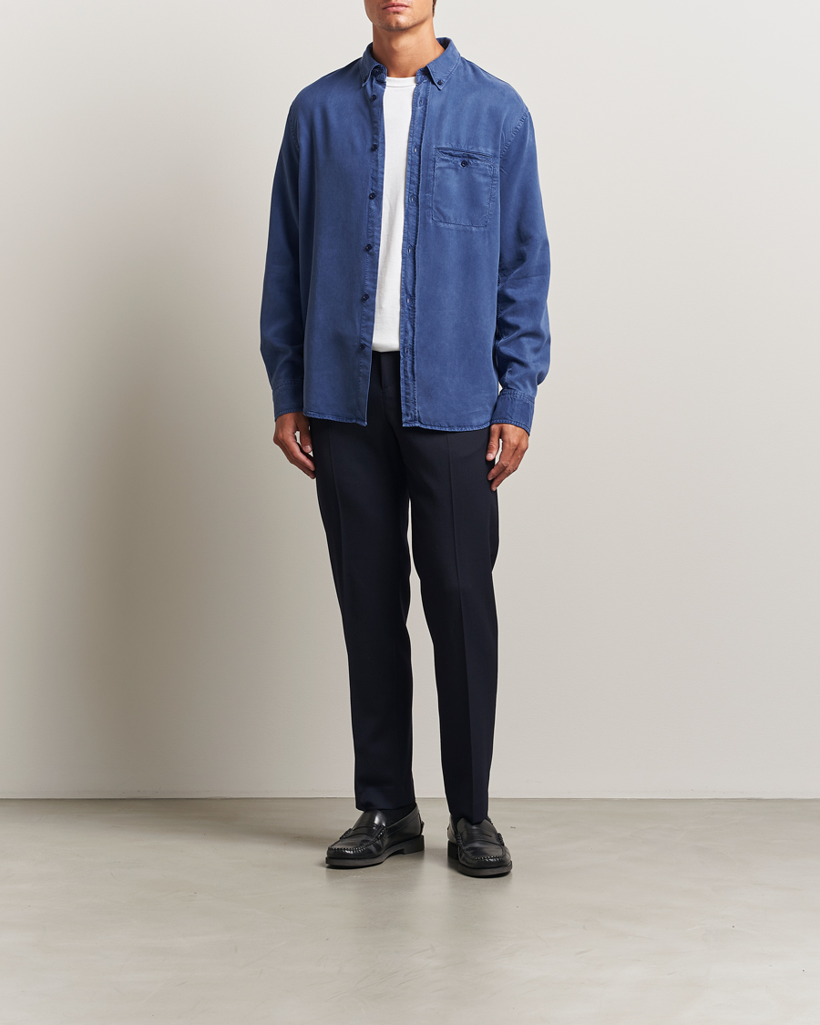Hombres | Camisas | Filippa K | Zachary Lyocell Shirt Royal Navy