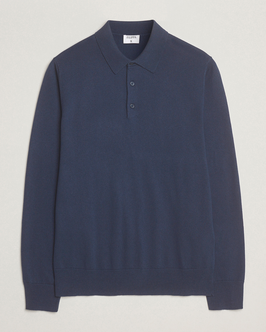 Hombres | Jerséis y prendas de punto | Filippa K | Knitted Polo Shirt Dusk Blue