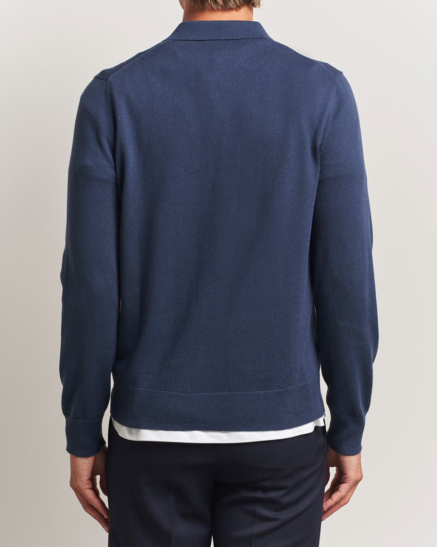 Hombres | Jerséis y prendas de punto | Filippa K | Knitted Polo Shirt Dusk Blue