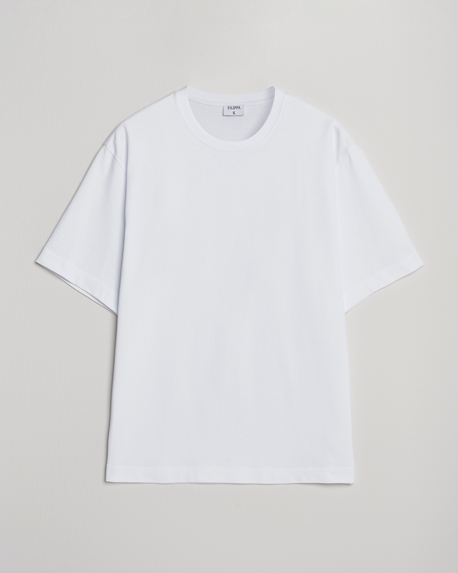 Hombres | Camisetas | Filippa K | Heavy Cotton Crew Neck T-Shirt White