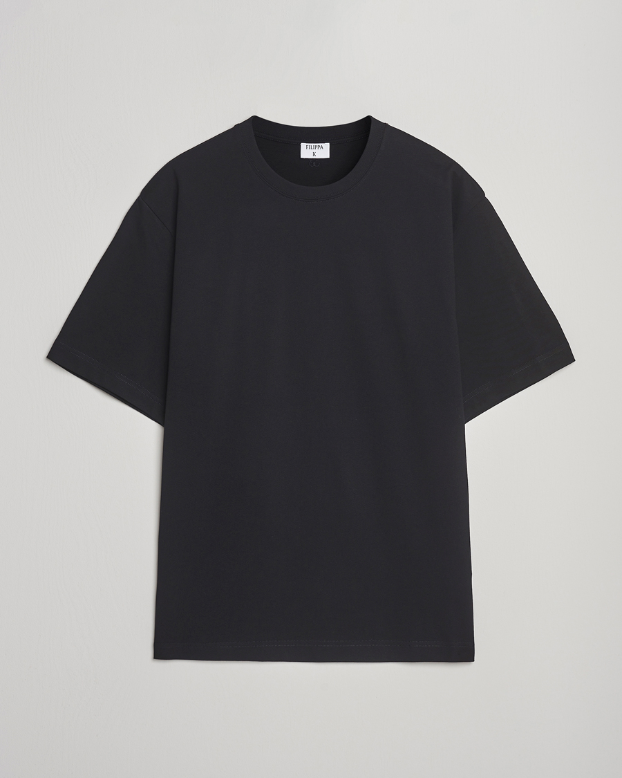 Hombres | Camisetas | Filippa K | Heavy Cotton Crew Neck T-Shirt Black