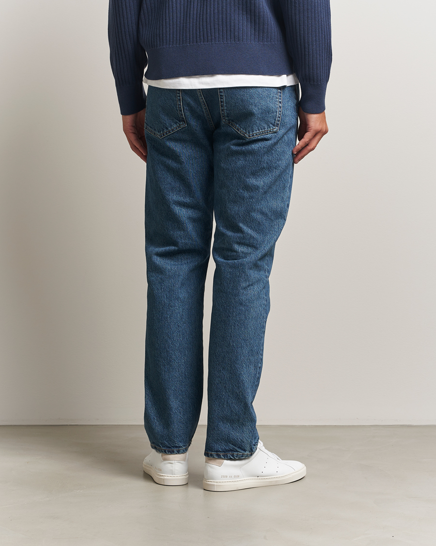 Hombres | Pantalones | Filippa K | Tapered Cropped Jeans Washed Mid Blue