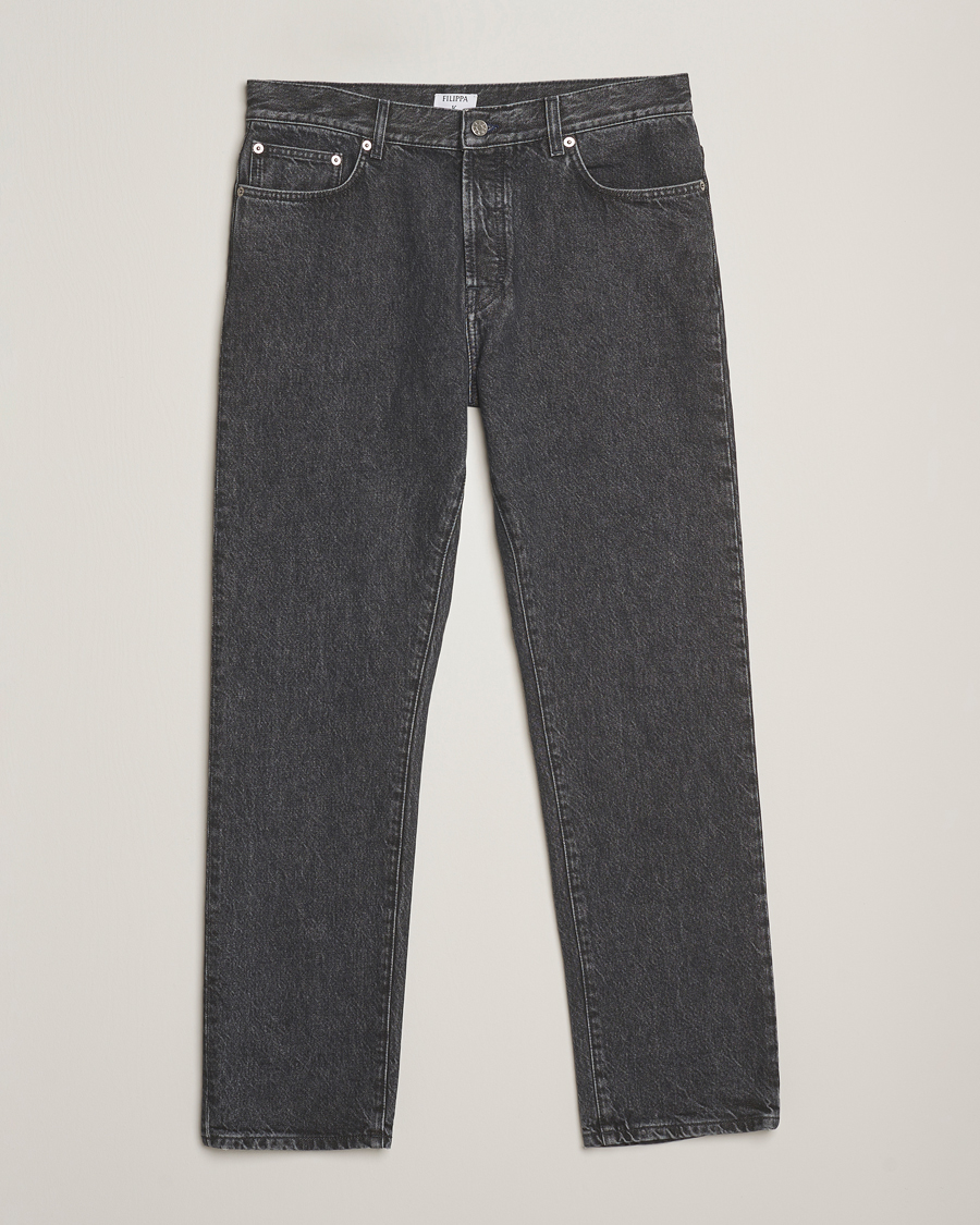 Hombres | Pantalones | Filippa K | Tapered Cropped Jeans Washed Black